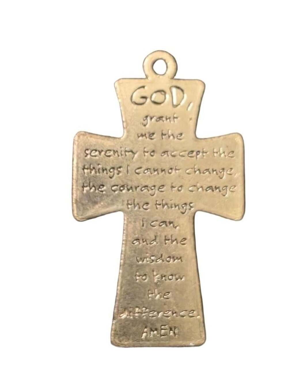 Serenity Prayer Cross Pendant Brass